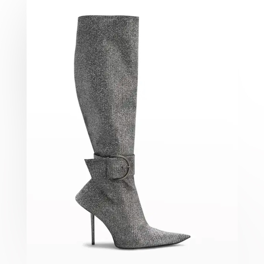 glitter thigh high balenciaga boots